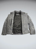 WhetBlu Grey Genuine Leather Racing Jacket Women (S)