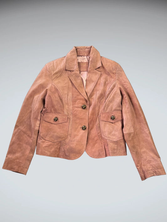 Vintage Pink Genuine Leather Coat Women (M)