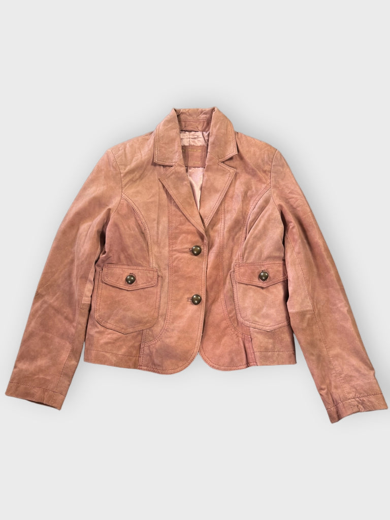 Vintage Pink Genuine Leather Coat Women (M)
