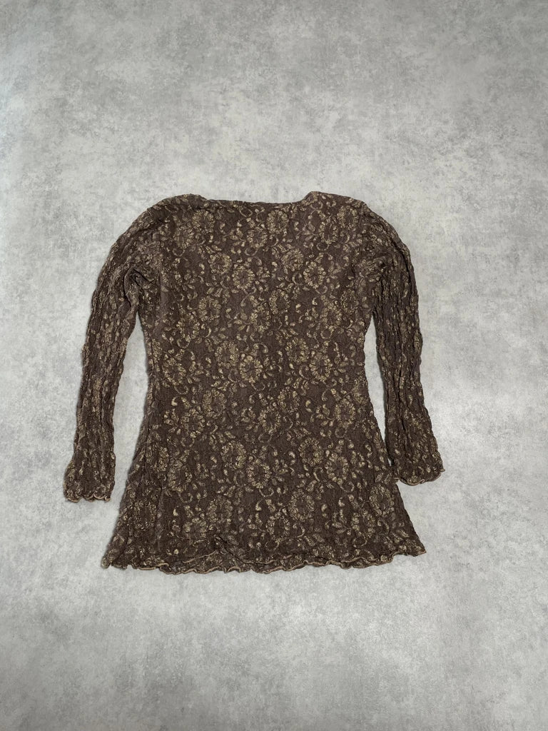 lace brown top with gems