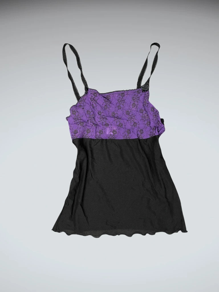 Peeping tone purple black dessoue top (S)