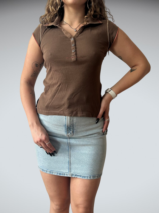 Brown collared top