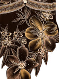 Brown Floral Asymmetrical Halter Top (S)