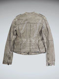 Earthtone Grey Faux Leather Racing Jacket Women (M)