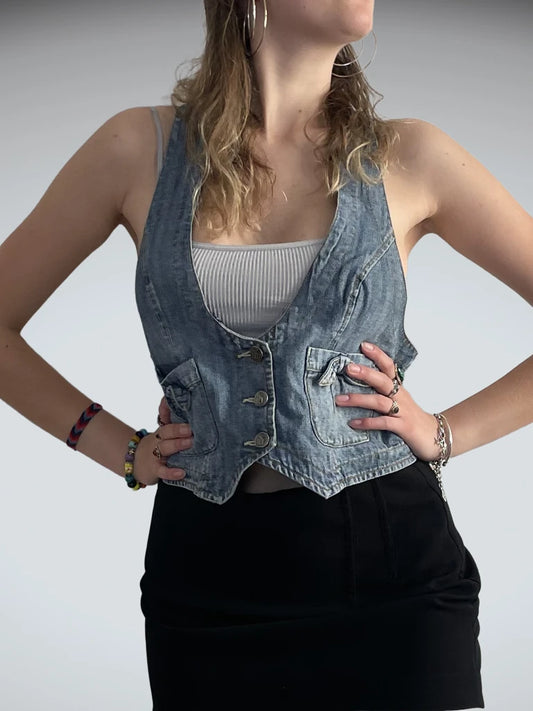 blue loops – y2k denim corsage (XL)