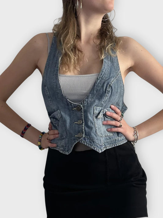 blue loops – y2k denim corsage (XL)