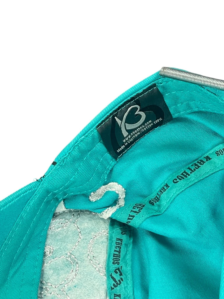 Turquoise Fleur-de-Lis Embellished Cap (ONESIZE)