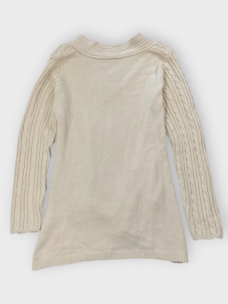 Cream Cable Knit Asymmetrical Sweater (XL)