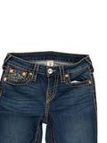 Dark Blue Skinny Jeans with Orange Stitch Accents (XS)