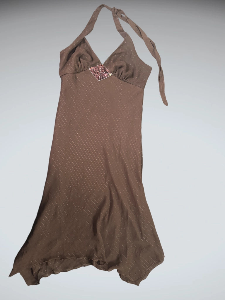 Glamorous Chocolate Brown Halter Dress (M)