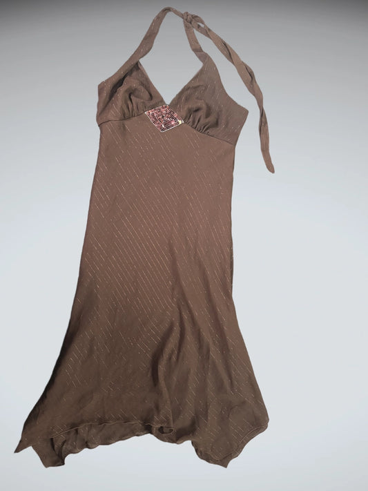 Glamorous Chocolate Brown Halter Dress (M)