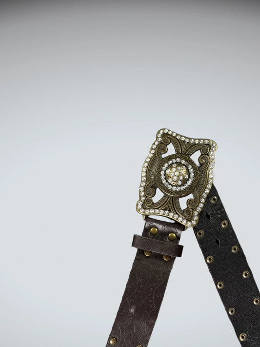 Statement Studded Dark Brown Belt (ONESIZE)