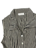 Camille Claude Striped Sleeveless Button Top (S)