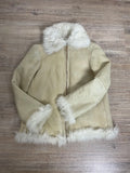 Leather jacket with faux fur