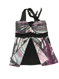 Black Purple Pattern Halterneck Top (S)