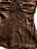 Brown Satin Halter Bustier Top (S)