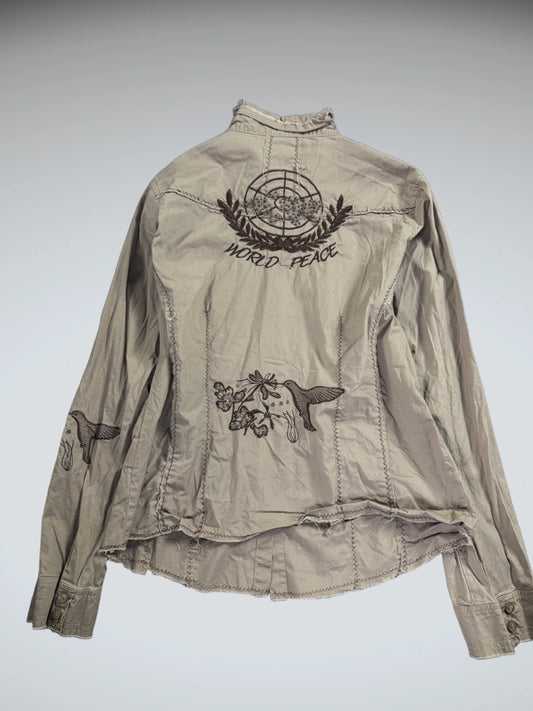 Authentic Distressed Utility Army Shirt (L)