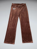 Brown Velour Pants with Rhinestone Crown (L)