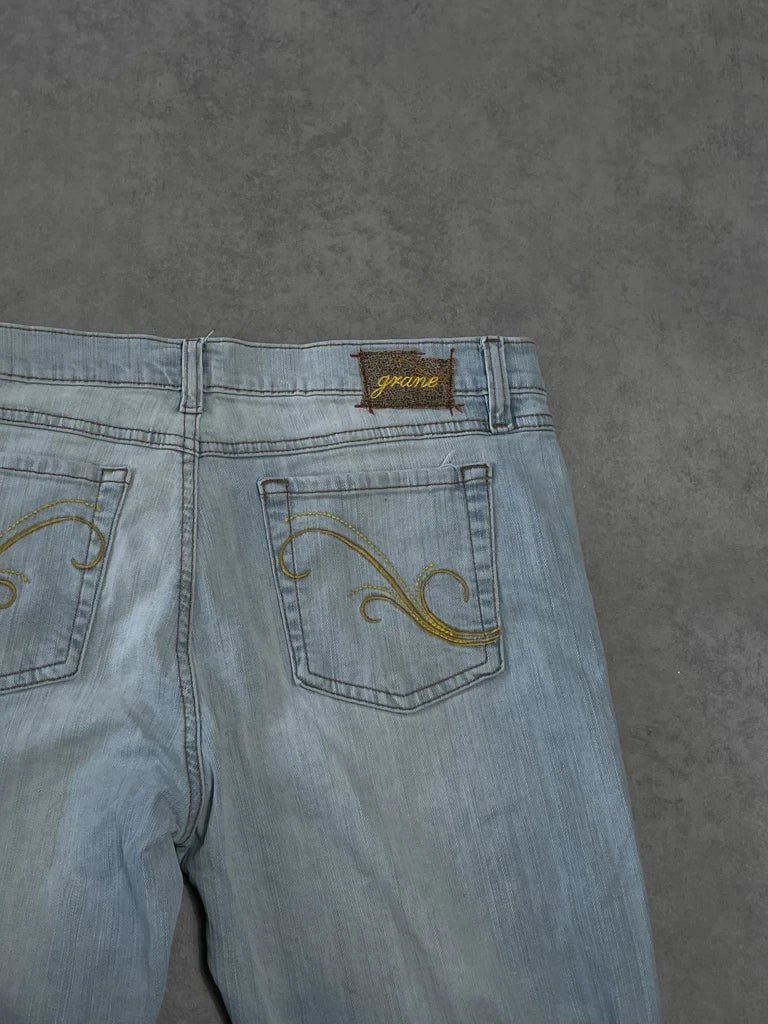 bright blue jeans