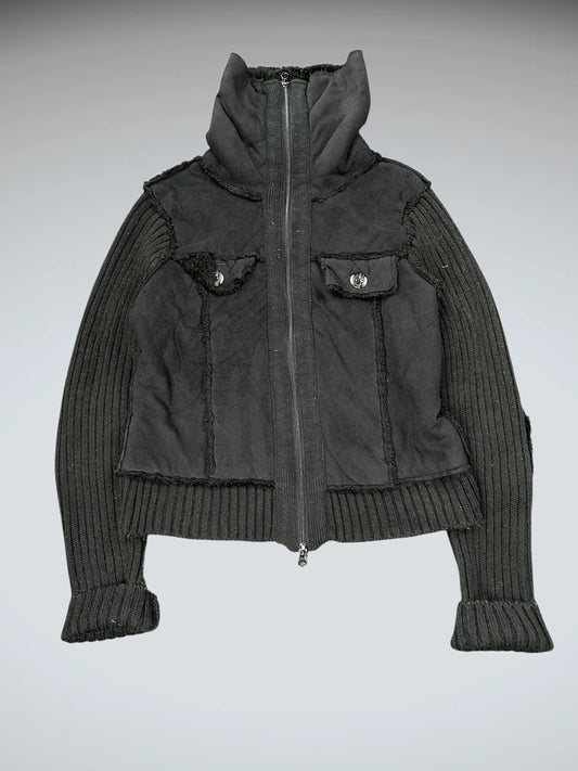 JJ Basics Black Knit Panel Jacket (L)