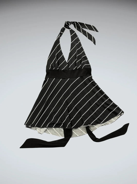 Black Striped Halter Dress Top (XXS)