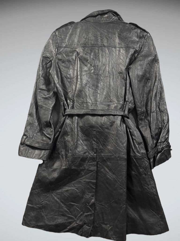 Terry Lewis Black Long Leather Coat (XS)