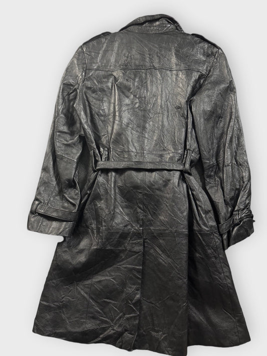 Terry Lewis Black Long Leather Coat (XS)