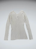 Grey Shimmer V-Cut Knit Sweater (S)