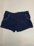 Retro Navy Blue Sport Shorts White Drawstring Vintage Swimwear (S)