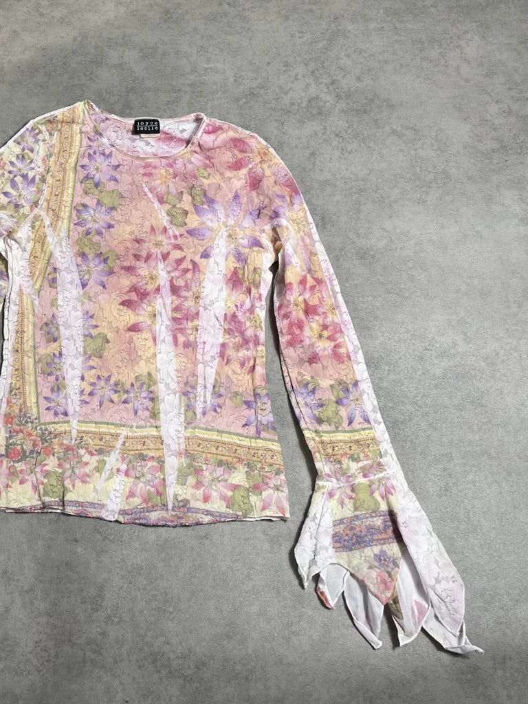 long sleeve flower top (L)