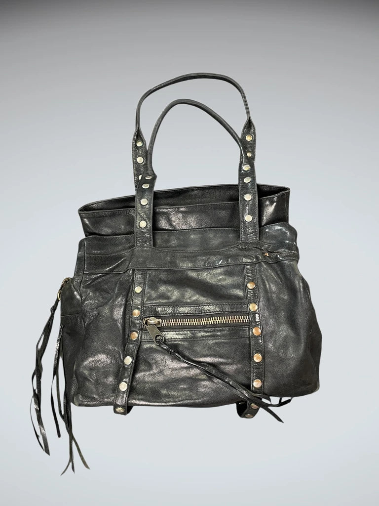 Black Studded Strap Tote Bag (ONESIZE)