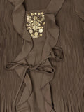 Cato Brown Elegant Dress Top (M)