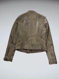 Vintage Brown Faux Leather Button Jacket Women (M)