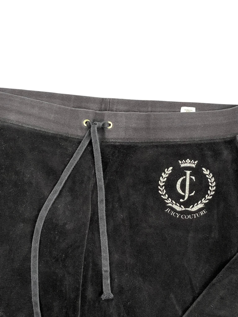 Black Velour Logo Pants (L)