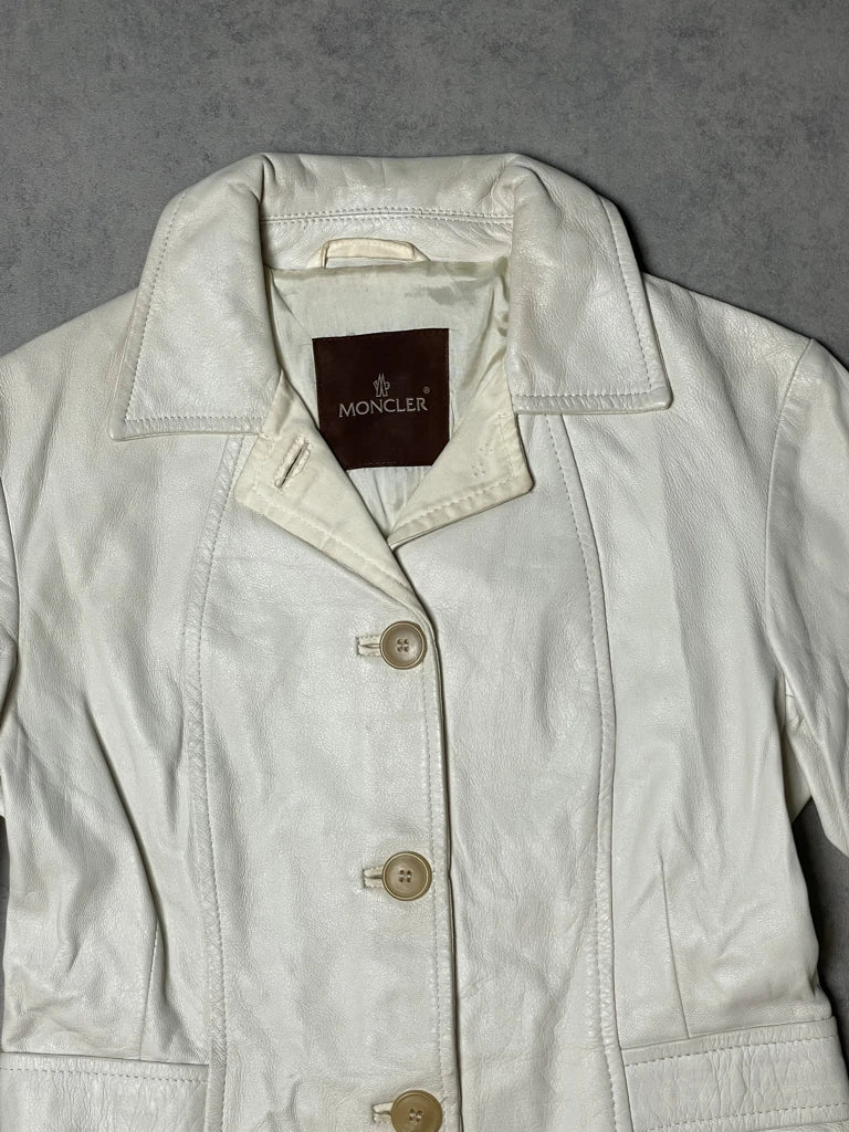 moncler white leather jacket