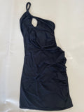 Black One Shoulder Cutout Mini Dress (S)
