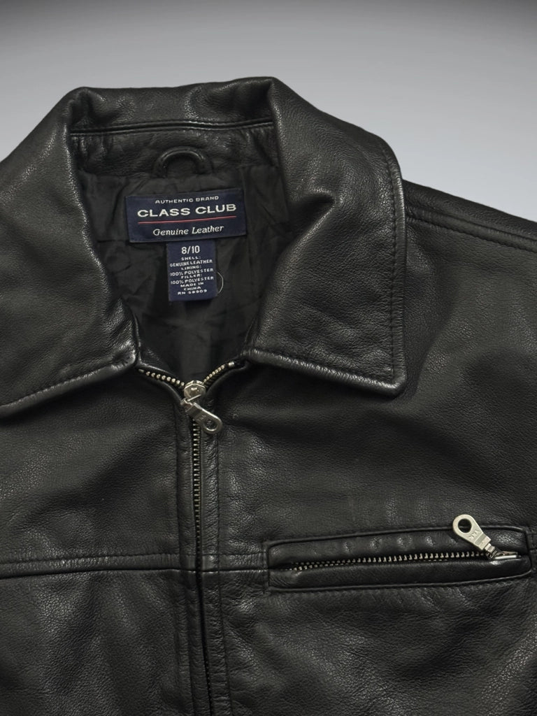 Class Club Black Vintage Leather Jacket (M)