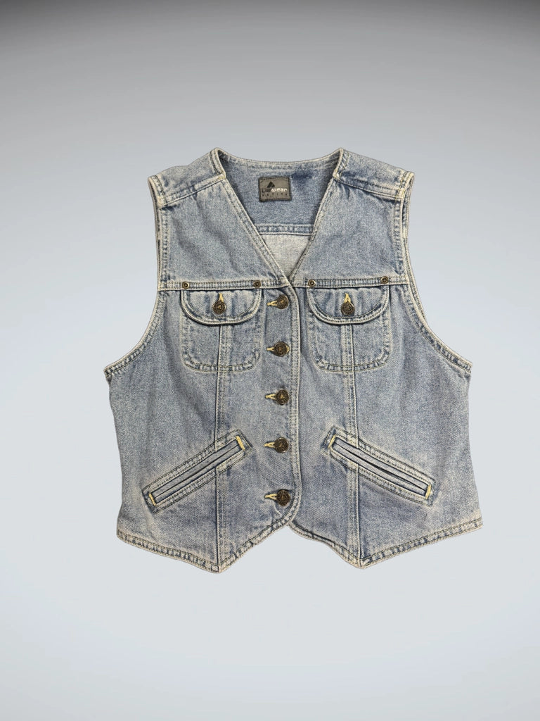 Liz Wear Light Blue Vintage Denim Vest Women (M)