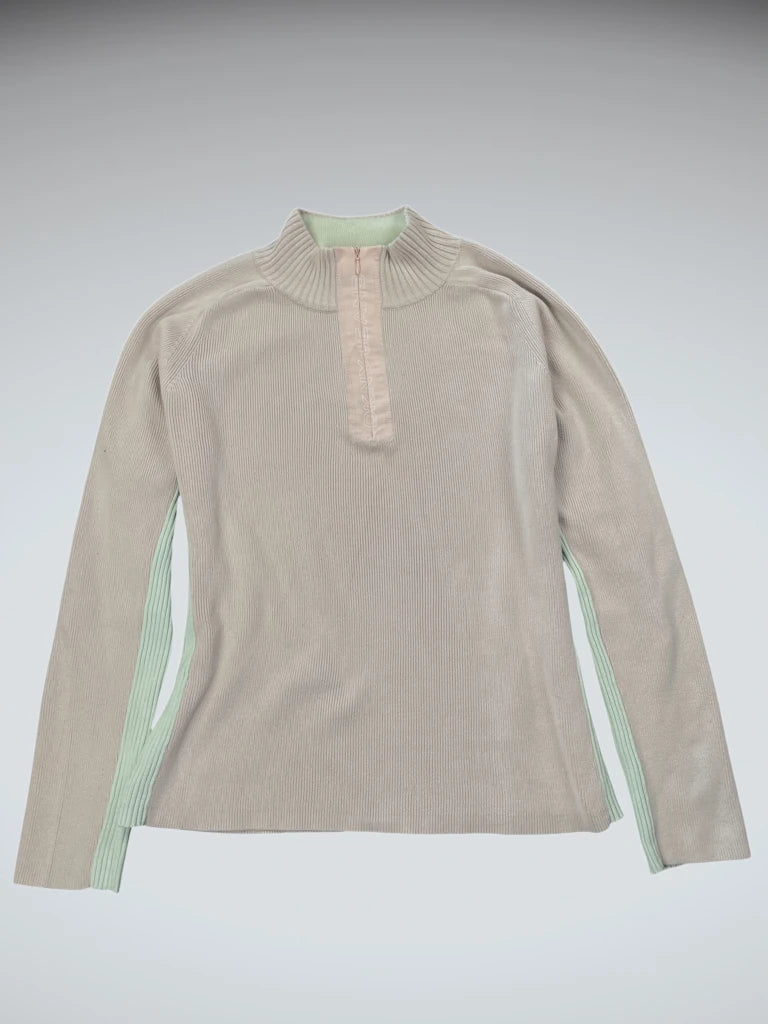 Pale Pink Half-Zip Ribbed Sweater (XL)