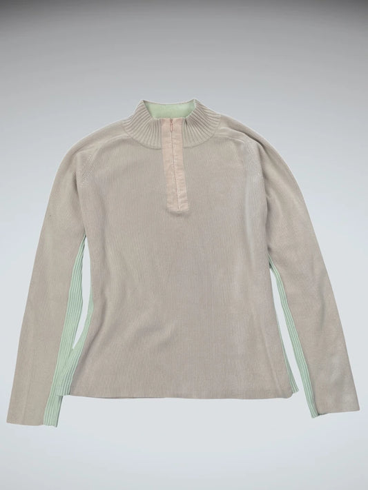 Pale Pink Half-Zip Ribbed Sweater (XL)
