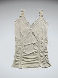 Light Green Ruched Floral Sequin Strap Top (S)