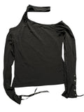 Black Asymmetric Lace-Up Sleeve Top (L)