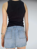 Light Wash Cargo Denim Mini Skirt Multi-Stitch Detail Y2K (S)