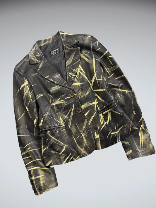 Lepore Pelle Black Pattern Vintage Blazer (M)