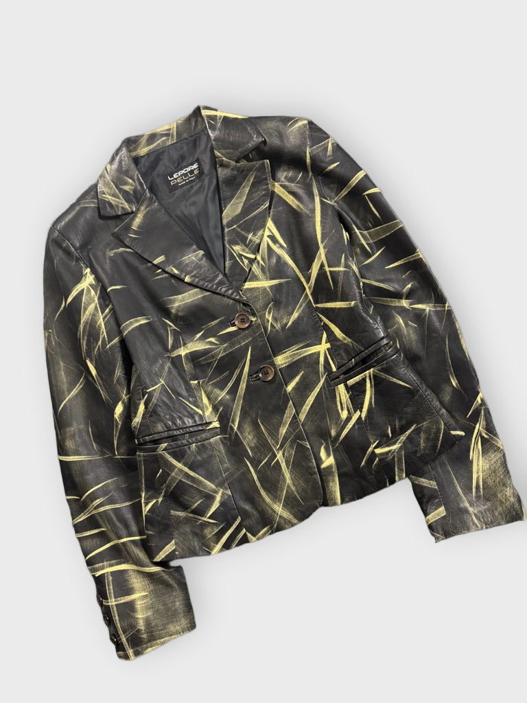 Lepore Pelle Black Pattern Vintage Blazer (M)