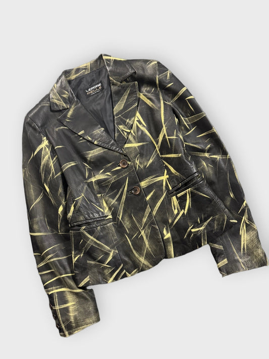 Lepore Pelle Black Pattern Vintage Blazer (M)