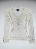 Beige Shimmer Stone Detail Vintage Top (S)