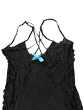 Black Lace Slip Dress with Blue Bows (XS)