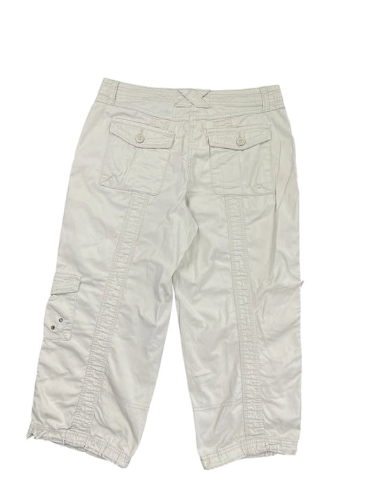 White Utility Cropped Cargo Pants with Drawstring Hem (M)