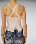 White Structured Corset Peplum Top (S)